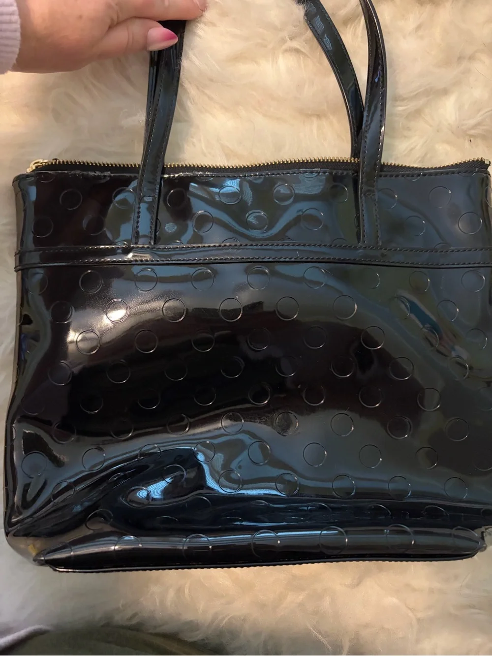 kate spade Black Patent Dot-Embossed Tote